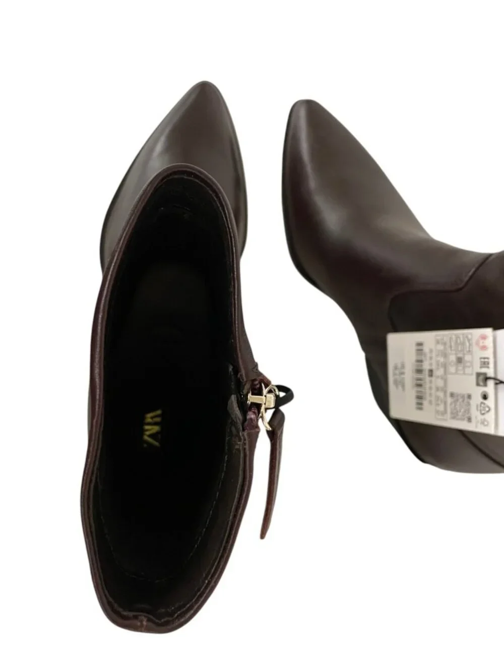 Zara Womens Leather Cowboy Ankle Boots EU 38 US 7.5 Burgundy Red 2154/610 NWOB